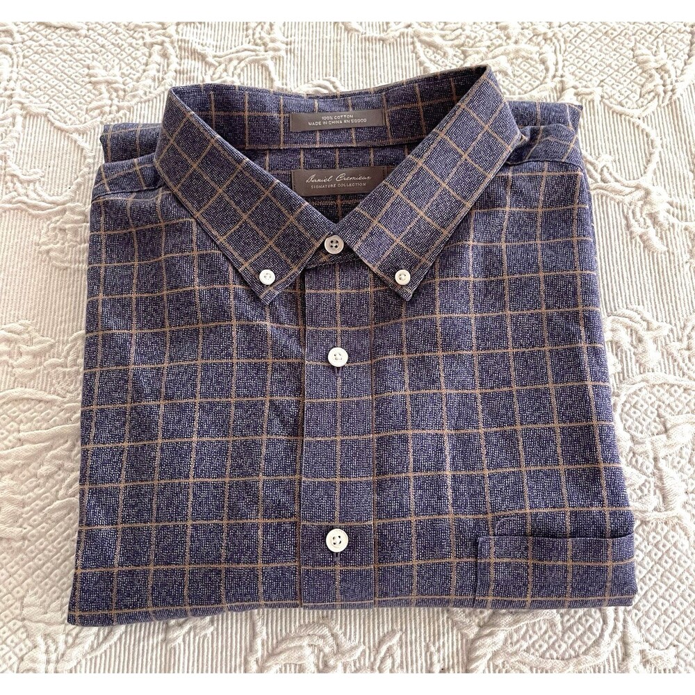 Daniel Cremieux Shirt Signature Collection Button Down Check 100% Cotton Men XXL
